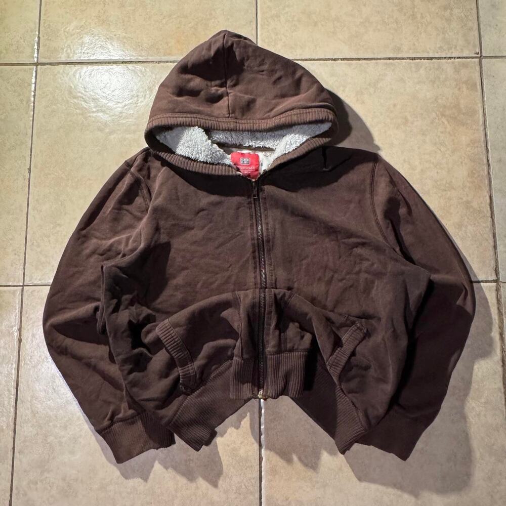Brown faded glory sherpa lined brown hoodie Size XL in Womens